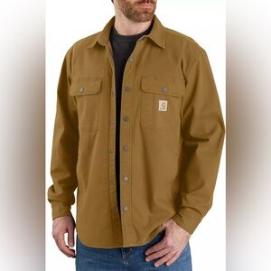 Carhartt Men’s Rugged Flex Relaxed-Fit Canvas Fleece-Lined Shirt Jacket-LG NWOT